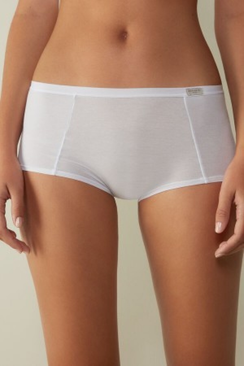 White Intimissimi Cotton Boyshorts | BCASO44546